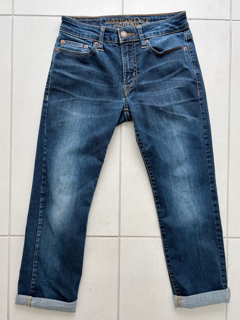 American Eagle Indigo Slim Straight Jeans – Mid‑Rise | Size 26 x 28